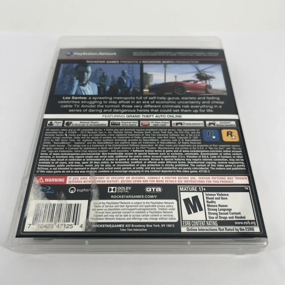 Grand Theft Auto V (PlayStation 3, 2013) CIB w/Map & Manual Tested Working